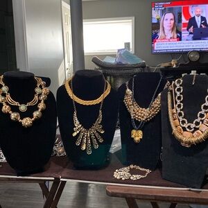 Lot of Gold costume jewelry 10 necklaces